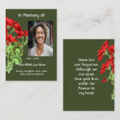 Carte De Visite Memorial Keepsake Geranium Flower (Devant / Derrière)