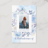 Carte De Visite Memorial Keepsaké Hummingbird Roses bleus (Devant)