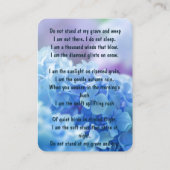 Carte De Visite Memorial Keepsaké Hydrangea Garden Flowers (Dos)