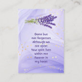 Carte De Visite Memorial Keepsake Lavender Garden Flower (Dos)