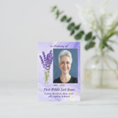 Carte De Visite Memorial Keepsake Lavender Garden Flower (Debout devant)