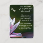 Carte De Visite Memorial Keepsaké Memorial Dragonfly Lotus Flower (Dos)
