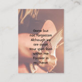 Carte De Visite Memorial Keepsake Musician Piano Guitar (Dos)