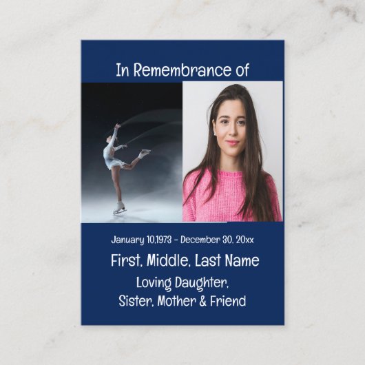 Carte De Visite Memorial Keepsaké Patinage Patinage Patinage (Devant)