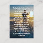 Carte De Visite Memorial Keepsaké pêcheur pêche poisson (Dos)