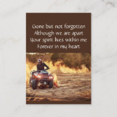 Carte De Visite Memorial Keepsaké Quad Dirt Moto (Dos)