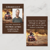 Carte De Visite Memorial Keepsaké Quad Dirt Moto (Devant / Derrière)