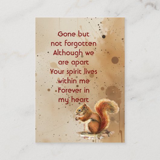 Carte De Visite Memorial keepsake Red Squirrel (Dos)