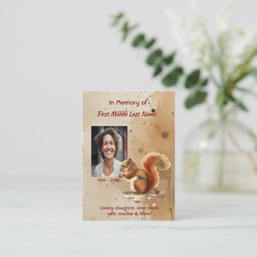 Carte De Visite Memorial keepsake Red Squirrel (Debout devant)