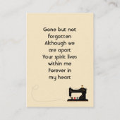 Carte De Visite Memorial Keepsake Seamstress  (Dos)