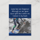 Carte De Visite Memorial Keepsaké Skateboard (Dos)