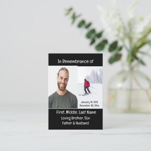 Carte De Visite Memorial Keepsaké Ski de fond (Debout devant)