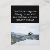 Carte De Visite Memorial Keepsaké Snow Boarding (Dos)