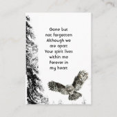 Carte De Visite Memorial Keepsake Watercolor Owl Bird (Dos)