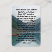 Carte De Visite Memorial Keepsaké Wilderness Lake Canoe (Dos)