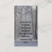 Carte De Visite Memorial Keepsaké Winter Forêt de neige arbres (Dos)