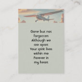 Carte De Visite  Memorial Keepsakes Pilot Airplane Sunset (Dos)
