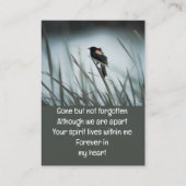 Carte De Visite Memorial Keepsakland Marsh Blackbird (Dos)