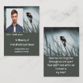 Carte De Visite Memorial Keepsakland Marsh Blackbird (Devant / Derrière)