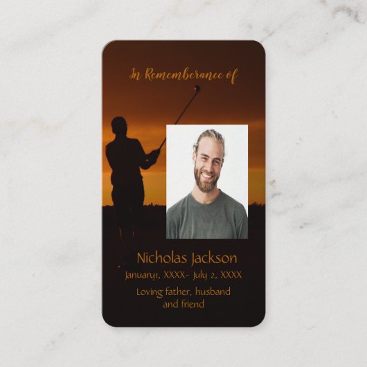 Carte De Visite Memorial Memory Card Golf Golfing (Devant)