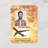 Carte De Visite Memorial Photo Keepsaké avion pilote (Dos)