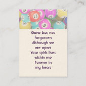 Carte De Visite Memorial Photo Keepsake Bingo Game (Dos)