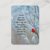 Carte De Visite Memorial Photo Keepsaké Cardinal Red Bird (Devant)