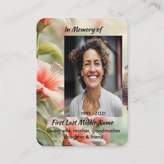 Carte De Visite Memorial Photo Keepsake Hummingbird (Devant)