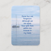 Carte De Visite Mémorial Photo Keepssbateau à voile Calme Eau (Devant)