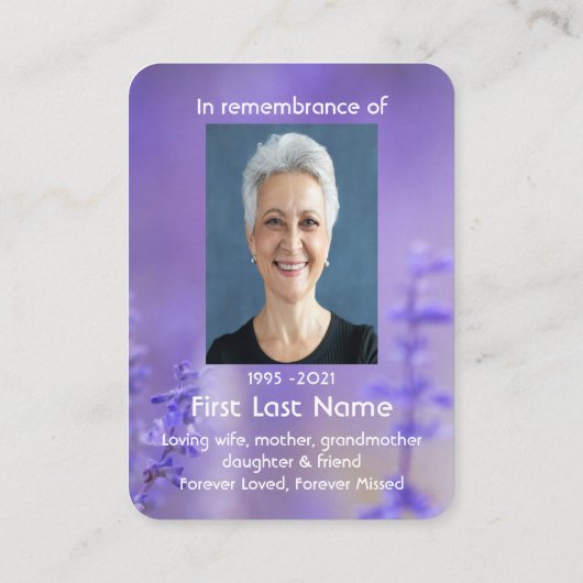 Carte De Visite Memorial Photo Lavender Hummingbird Christian Bus (Dos)