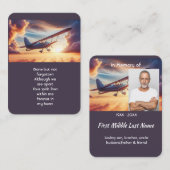 Carte De Visite Memorial Photo Pilot Airplane Flying Sunset (Devant / Derrière)