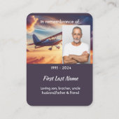 Carte De Visite Memorial Photo Pilot Airplane Flying Sunset (Dos)