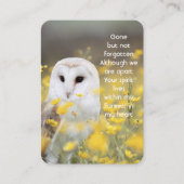 Carte De Visite Memorial Photo prière Barn Owl Bird Nature (Devant)