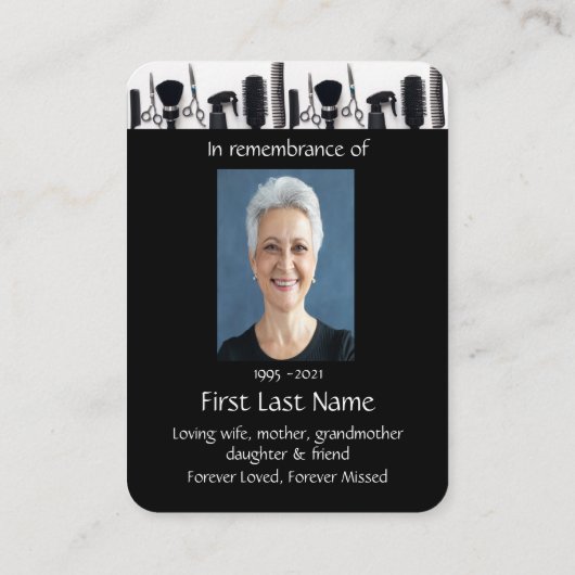 Carte De Visite Mémorial Photo Prière Coiffeur Coiffeur (Dos)