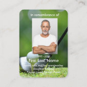 Carte De Visite Memorial Photo Prière Golfer Golf Course Golf (Dos)