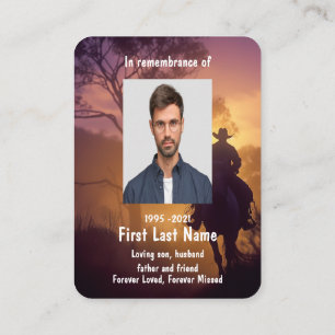 Carte De Visite Memorial Photo Prière Horse Retour équitation