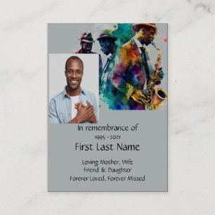 Carte De Visite Memorial Photo Prière Musique de jazz