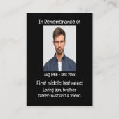 Carte De Visite Mémorial Poche Keepsaké loup animal (Dos)