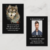 Carte De Visite Mémorial Poche Keepsaké loup animal (Devant / Derrière)