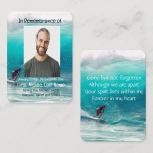 Carte De Visite Memorial Poche Keepsaké Wave Surfer Eau