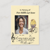 Carte De Visite Memorial Pocke Keepsake  Music Bird (Devant)