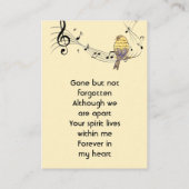 Carte De Visite Memorial Pocke Keepsake  Music Bird (Dos)