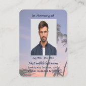 Carte De Visite Memorial Pocket Keepsake Tropical Beach Paradise (Dos)
