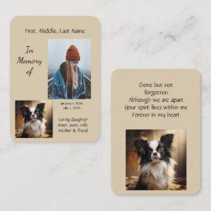 Carte De Visite Memorial Poket Keepsaké Papillon Chien