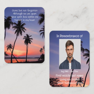 Carte De Visite Memorial Poket Keepsaké Tropical Beach Paradise