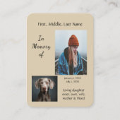 Carte De Visite Memorial Poket Keepsaké Weimaraner Chien (Devant)