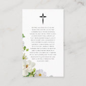 Carte De Visite Memorial Prayer Card With White Flowers (Dos)