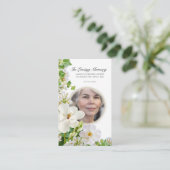 Carte De Visite Memorial Prayer Card With White Flowers (Debout devant)