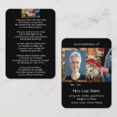 Carte De Visite Mémorial prière fleuriste organisation (Devant / Derrière)