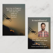 Carte De Visite Mémorial prière pilote avion avion avion vol (Devant / Derrière)